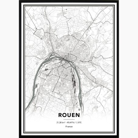 4MURS Image encadrée MAP ROUEN 50 x 70 cm
