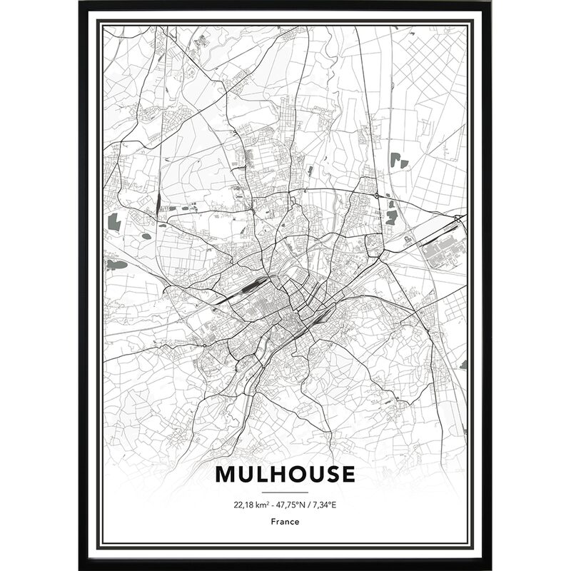 Image encadrée MAP MULHOUSE 50 x 70 cm