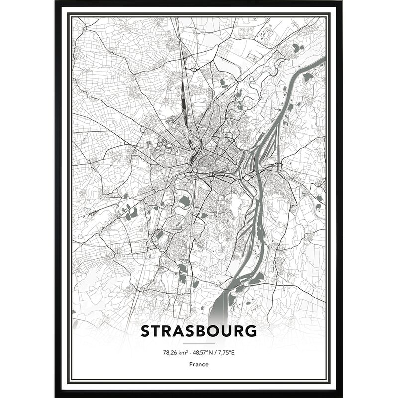 Image encadrée MAP STRASBOURG 50 x 70 cm
