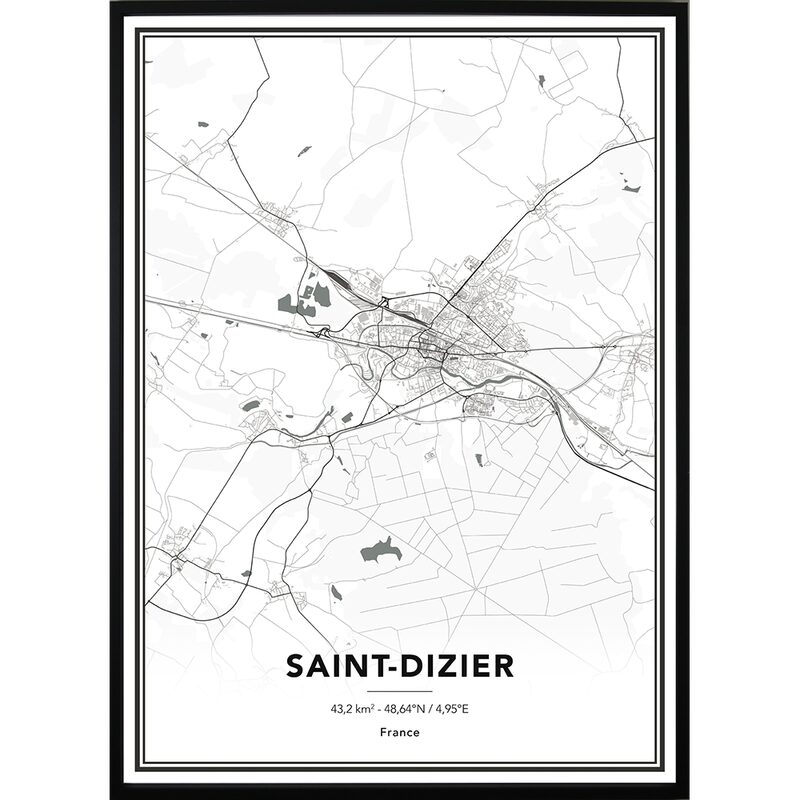 Image encadrée MAP ST DIZIER 50 x 70 cm