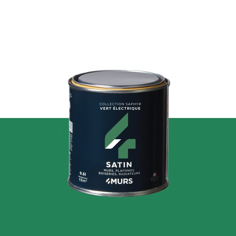 Peinture Finition SAPHYR Alkyde vert électrique Satiné 0,5 L