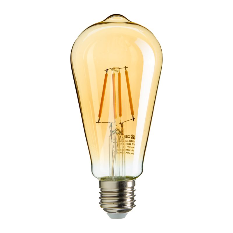 Ampoule LED POIRE AMBRÉ ST64 30W E27 lumière chaude jaune 14 x 6 cm