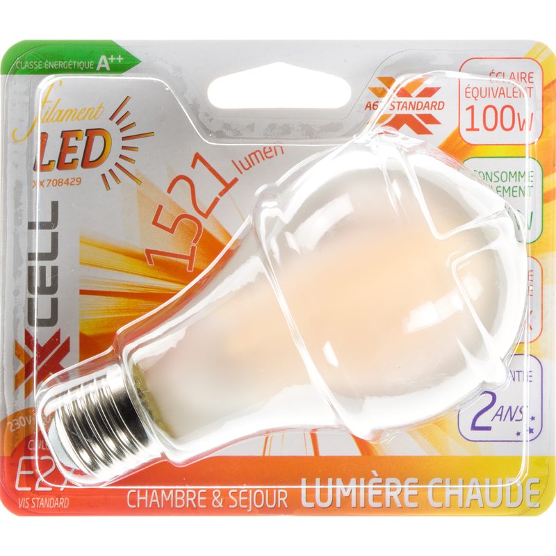 Ampoule LED SPHERE DEPOLIE 100W E27 lumière chaude coloris jaune 13 x 6,5 cm