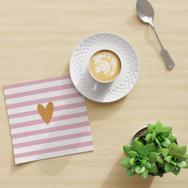 Serviette en papier AMORE PINK coloris rose
