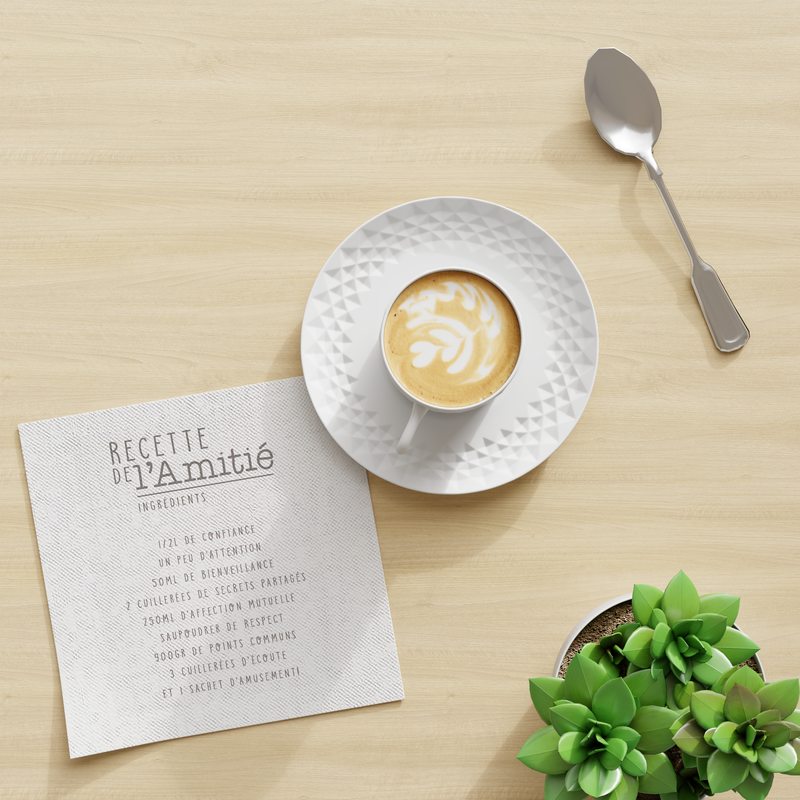 Serviette en papier RECETTES DE L'AMITIE coloris blanc