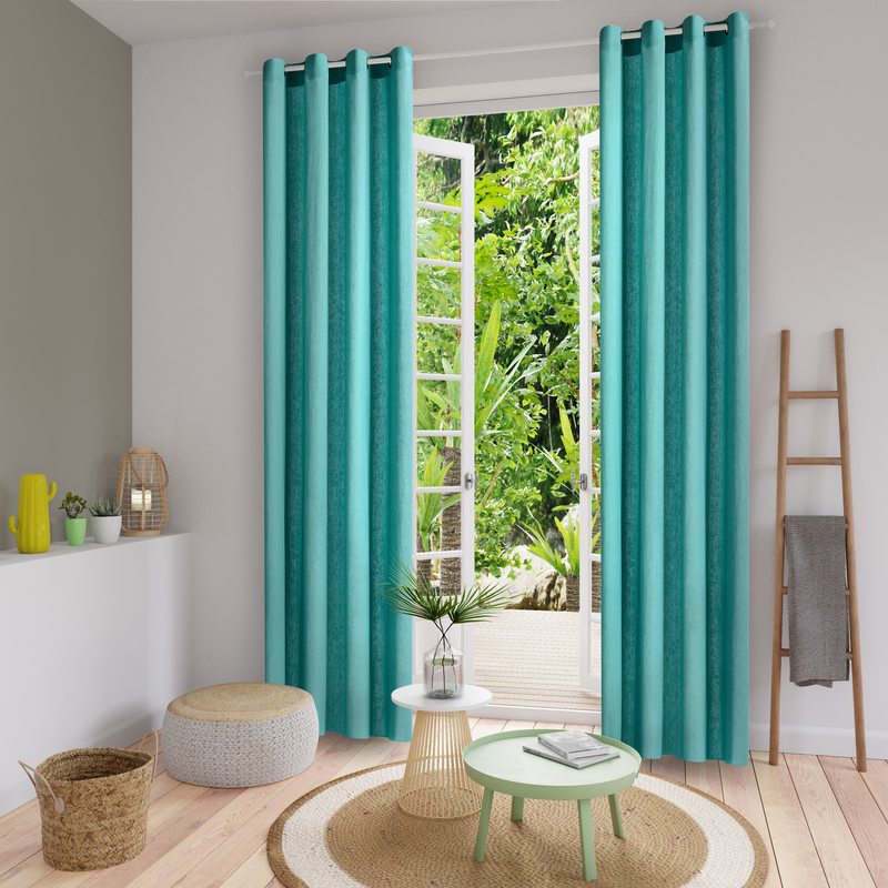 Rideau MARENGA coloris aqua 140 x 250 cm