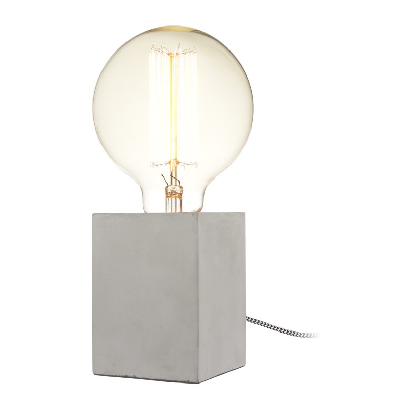 Lampe de table CUBE BETON coloris gris béton 27 x 12 cm