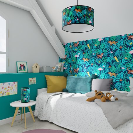 Lampe de chevet JUNGLE KIDS coloris multicolore 24 x 16 cm