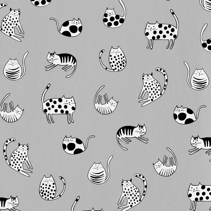 Papier peint intissé MIAOU coloris gris perle