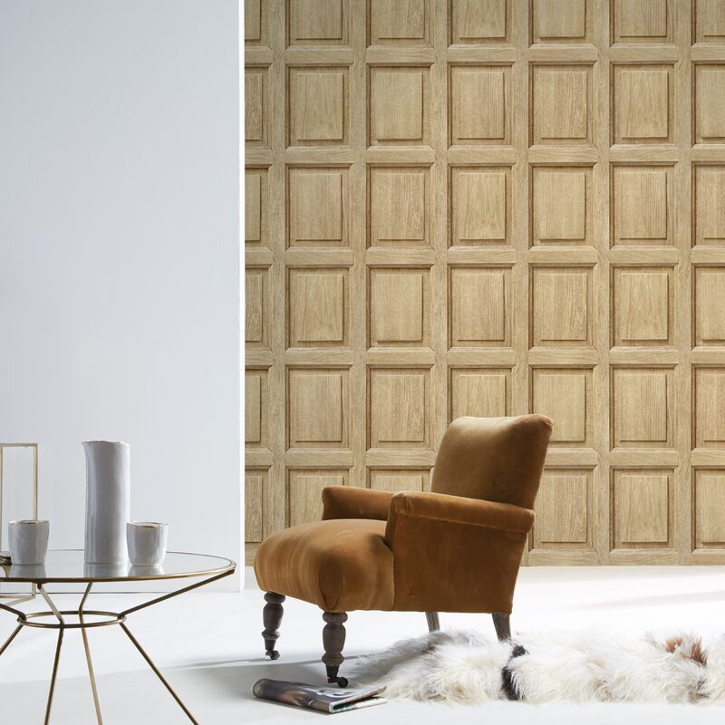 Papier peint intissé BOISERIE DE STYLE BY KOZIEL coloris chêne naturel