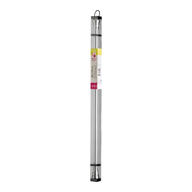 Barre à rideau ENTRE MURS coloris nickel givré diamètre barre 2 cm longueur extensible de 90,0 à 150 cm
