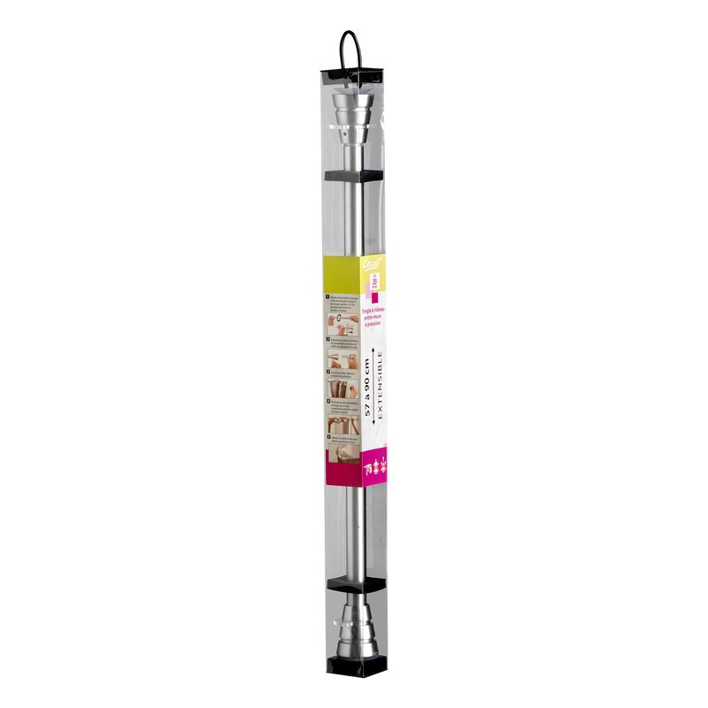 Barre à rideau ENTRE MURS coloris nickel givré diamètre barre 2 cm longueur extensible de 55,0 à 90 cm