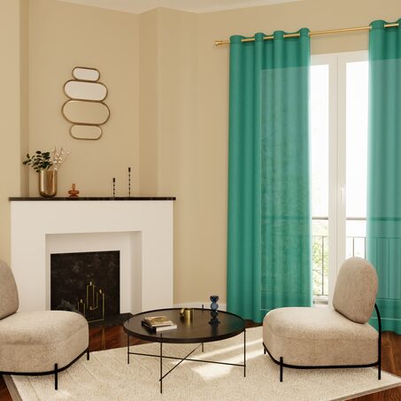 Voilage VOILE CHIC coloris bleu paon 145 x 240 cm