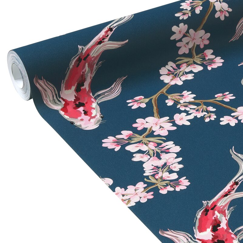 Papier peint intissé MASAHIRO coloris bleu pétrole
