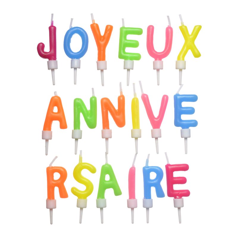 Bougie JOYEUX ANNIVERSAIRE coloris multicolore
