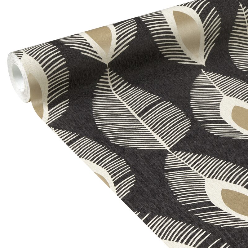 Papier peint intissé GLAM FEATHER coloris noir
