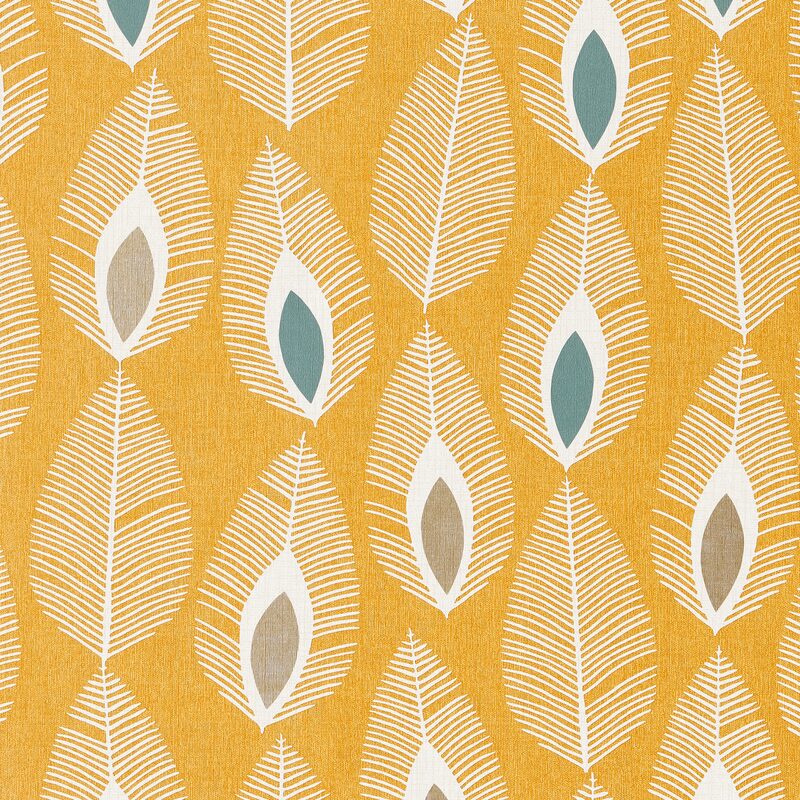 Papier peint intissé GLAM FEATHER coloris jaune curry