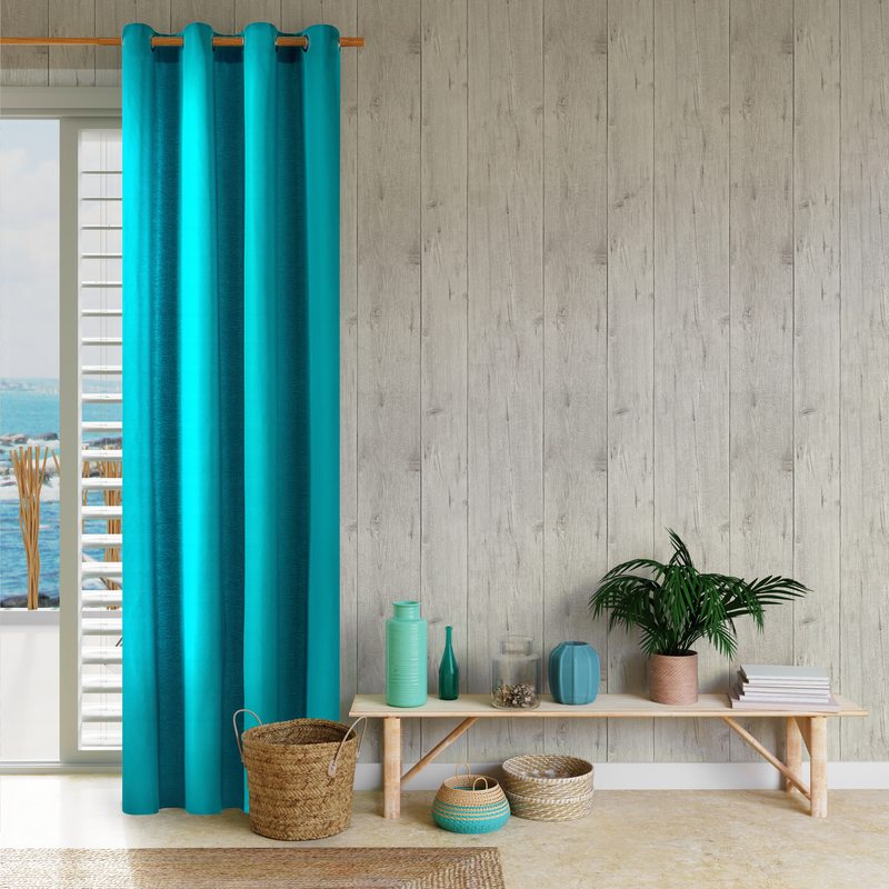 Rideau extérieur PUNTA coloris mer du Sud 135 x 240 cm