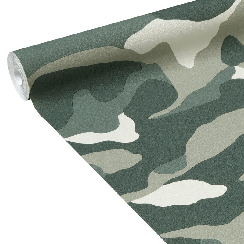 Papier peint intissé TROOPER coloris vert kaki