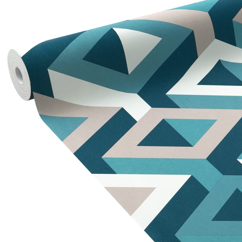 Papier peint intissé TILTON coloris bleu pétrole