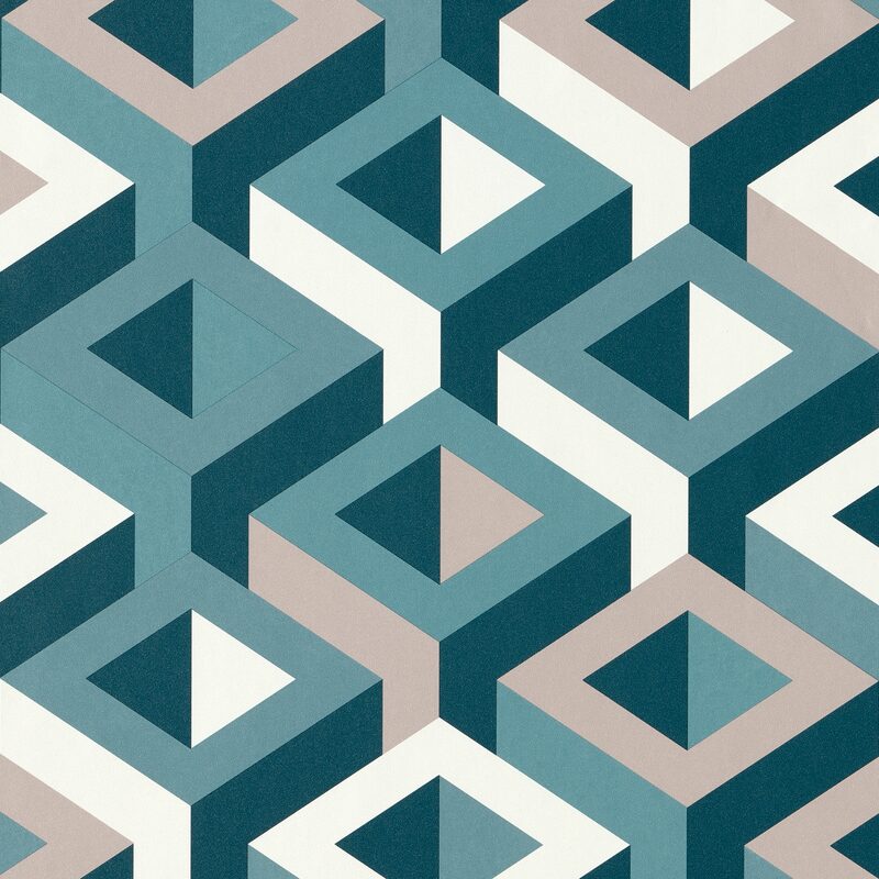 Papier peint intissé TILTON coloris bleu pétrole