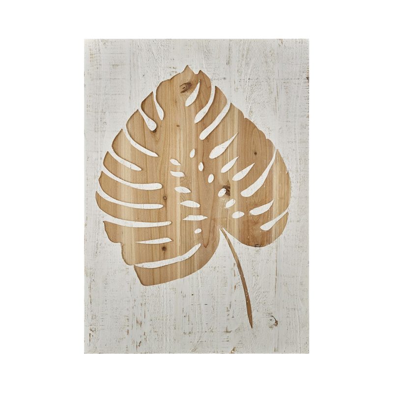 Déco murale en bois sculpté TROPICAL LEAF coloris bois