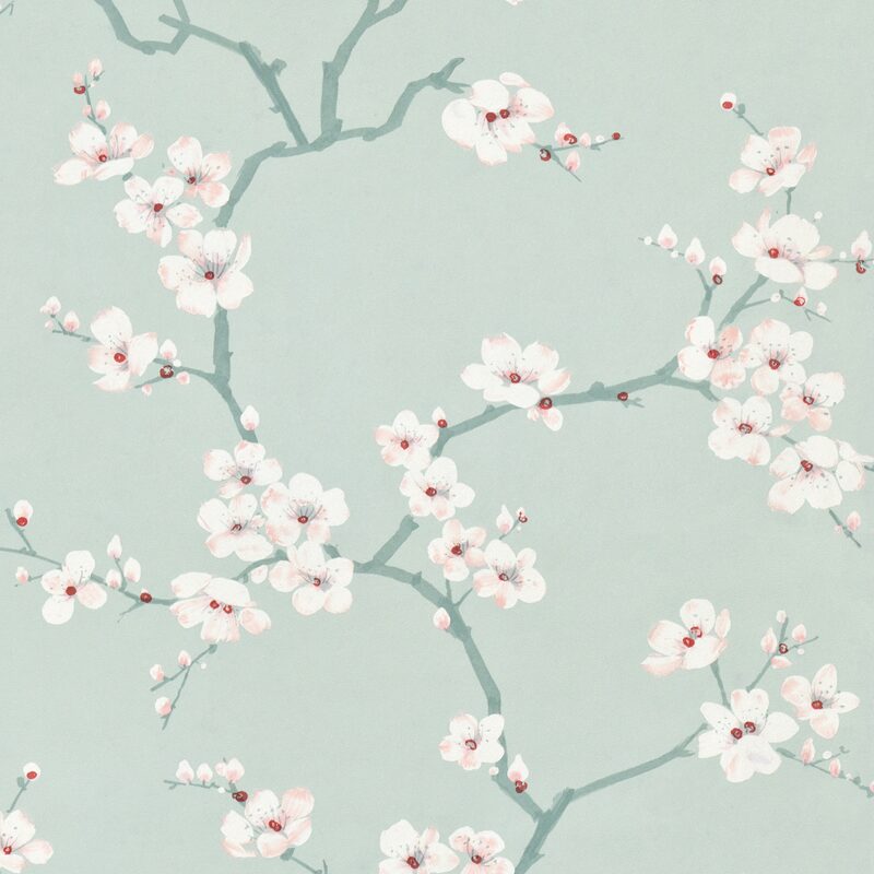 Papier peint intissé HANAMI coloris bleu aqua