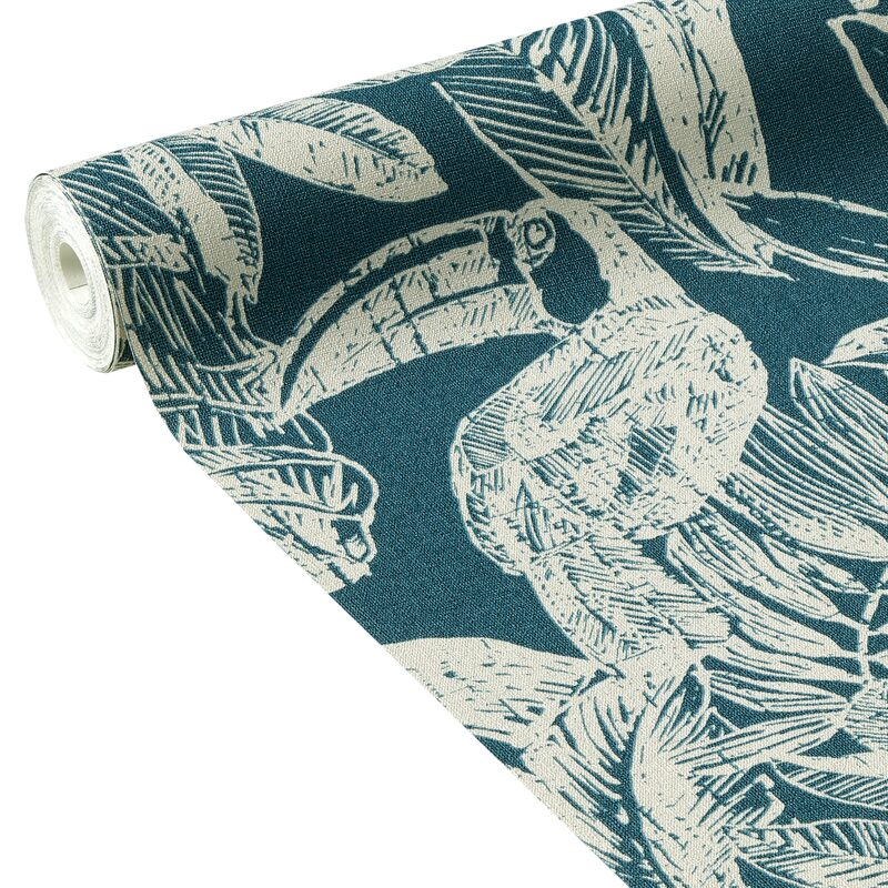 Papier peint intissé NUNCA JUNGLE coloris bleu pétrole