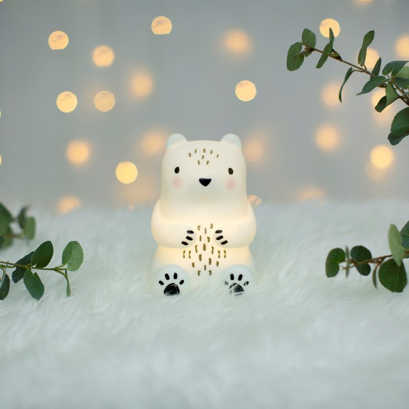 Veilleuse BEAR CAMP coloris blanc 15 x 10 cm