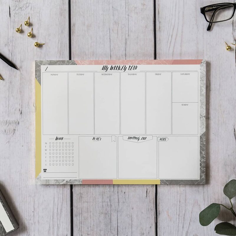 Semainier WEEKLY PLANS coloris rose