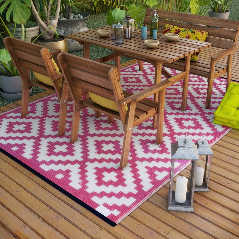 Tapis extérieur MAJORQUE S coloris rose
