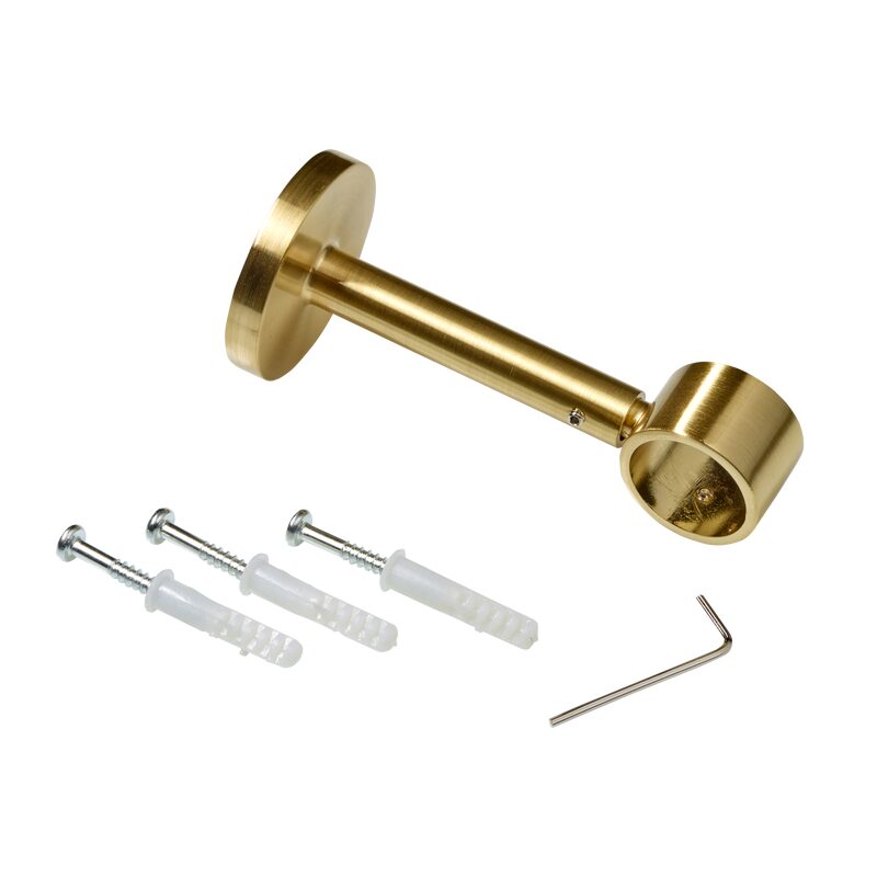 Support barre à rideau TROMPETTE coloris laiton mat diamètre barre 2,8 cm longueur extensible de 10,8 à 16 cm