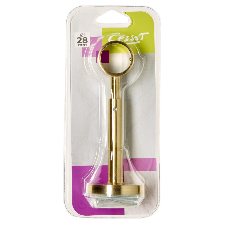 Support barre à rideau TROMPETTE coloris laiton mat diamètre barre 2,8 cm longueur extensible de 10,8 à 16 cm