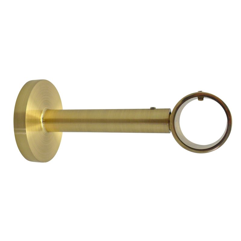 Support barre à rideau TROMPETTE coloris laiton mat diamètre barre 2,8 cm longueur extensible de 10,8 à 16 cm