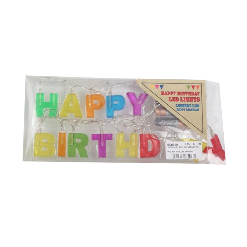 Objet lumineux HAPPY BIRTHDAY coloris multicolore