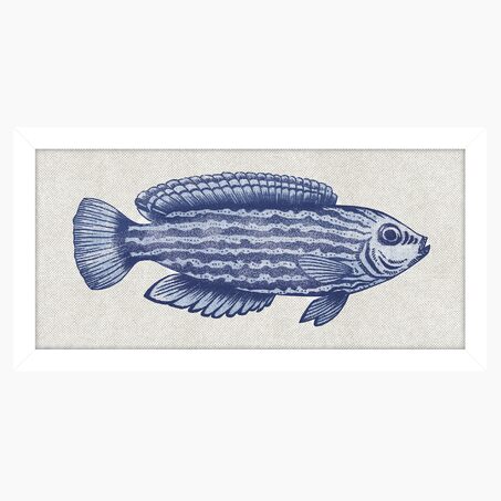 Tableau SEA FISH 14 x 30 cm bleu