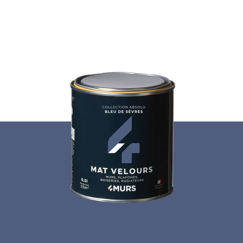 Peinture Finition ABSOLU Acrylique bleu de Sèvres Mat 0,5 L