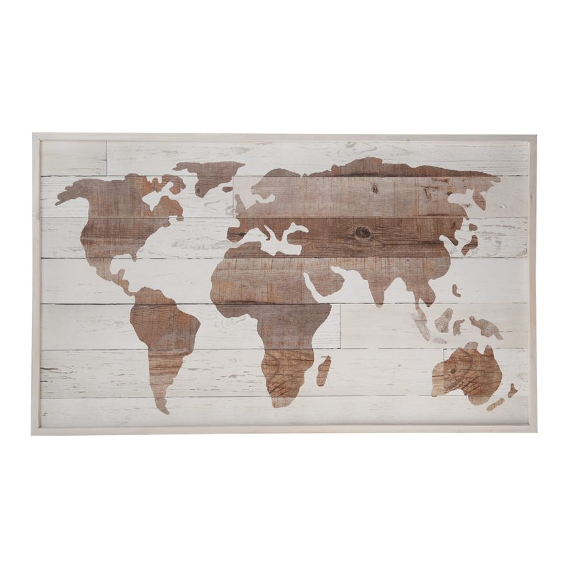 Décoration murale en bois WOODEN WORLD MAP coloris bois