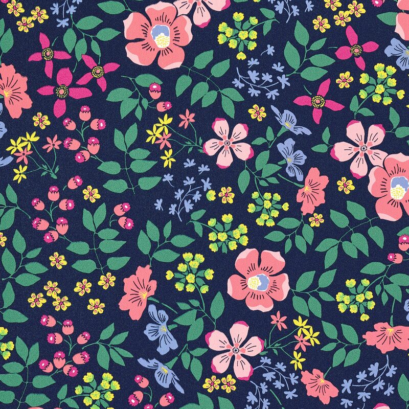 Papier peint intissé LILI ROSE coloris bleu marine