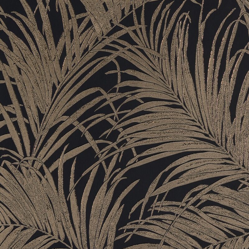 Papier peint intissé PALM LEAF coloris noir