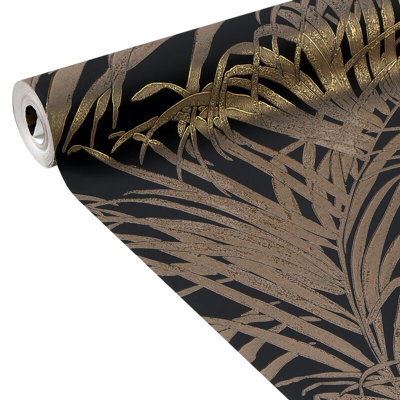 Papier peint intissé PALM LEAF coloris noir