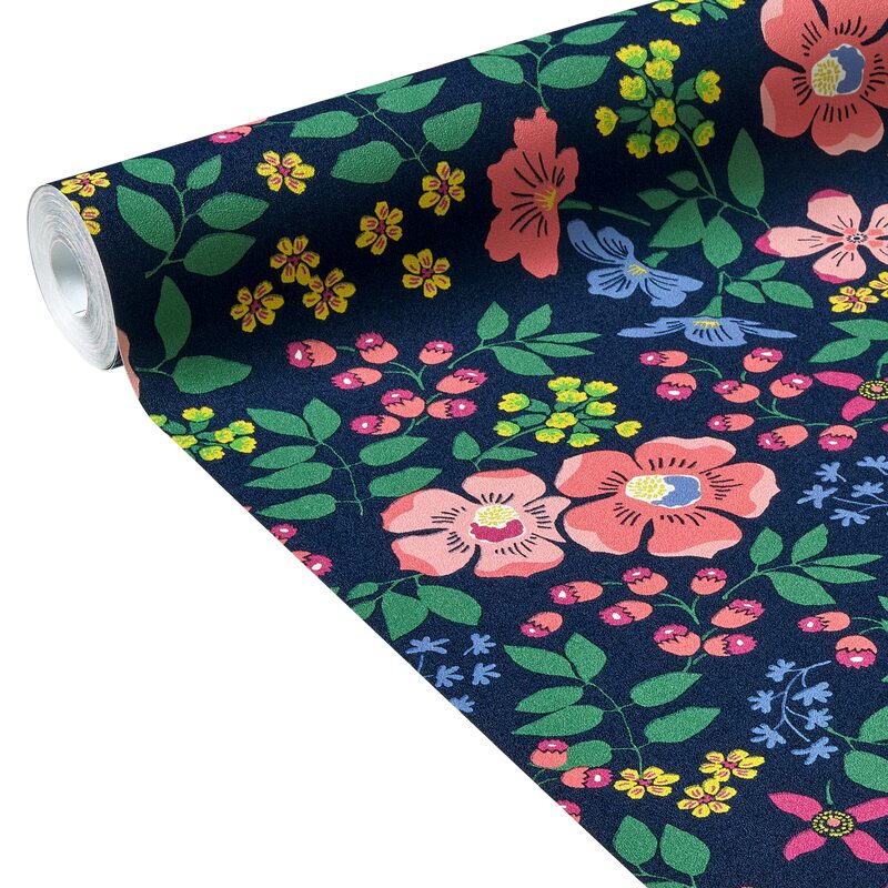 Papier peint intissé LILI ROSE coloris bleu marine