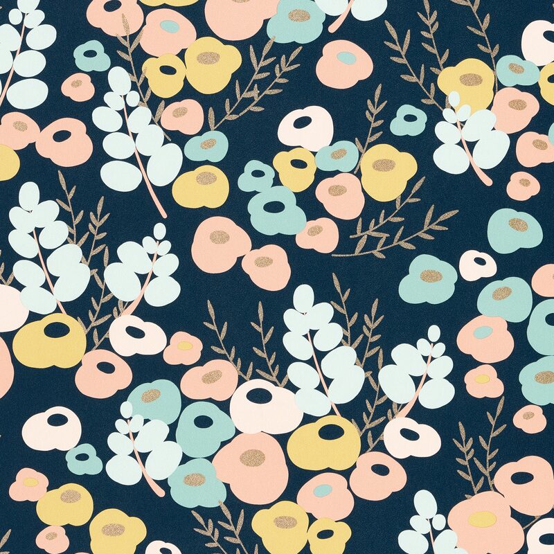 Papier peint intissé EMILIE coloris bleu pétrole