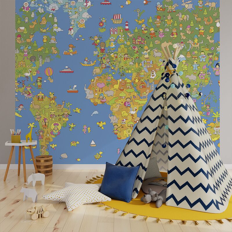 Papier peint panoramique XL WORLD MAP 300 x 250 cm