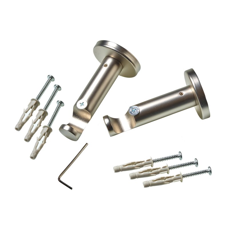 Support barre à rideau EXCLUSIVE coloris nickel givré diamètre barre 2 cm longueur 7,6 cm