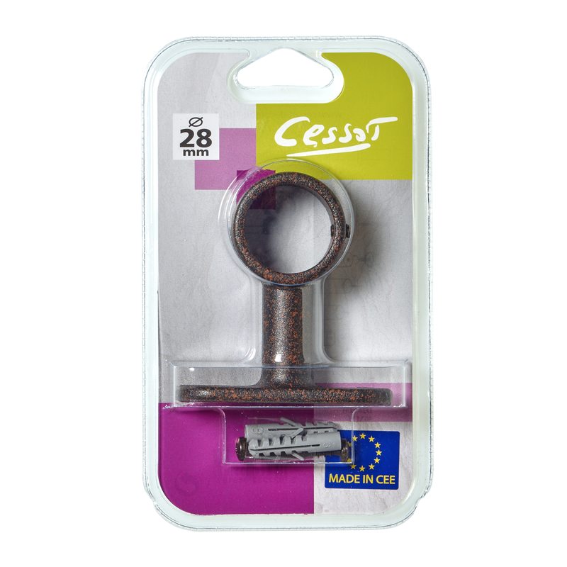 Support barre à rideau OXYDE coloris rouille diamètre barre 2,8 cm longueur 5 cm