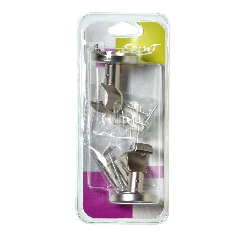 Support barre à rideau EXCLUSIVE coloris nickel givré diamètre barre 2 cm longueur 4,5 cm