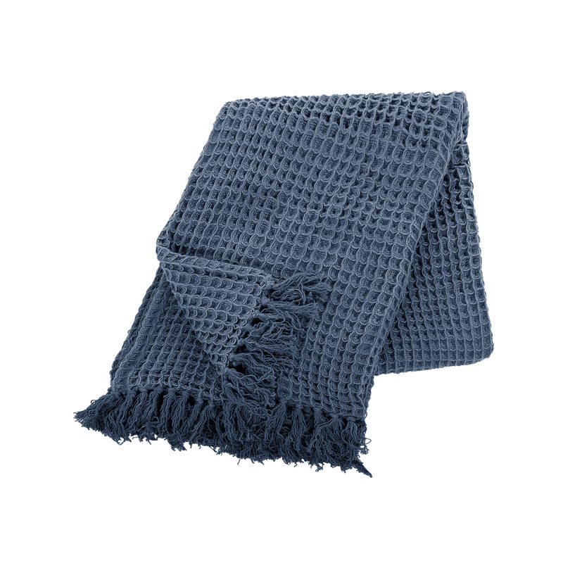 Plaid coton JANA coloris bleu stone