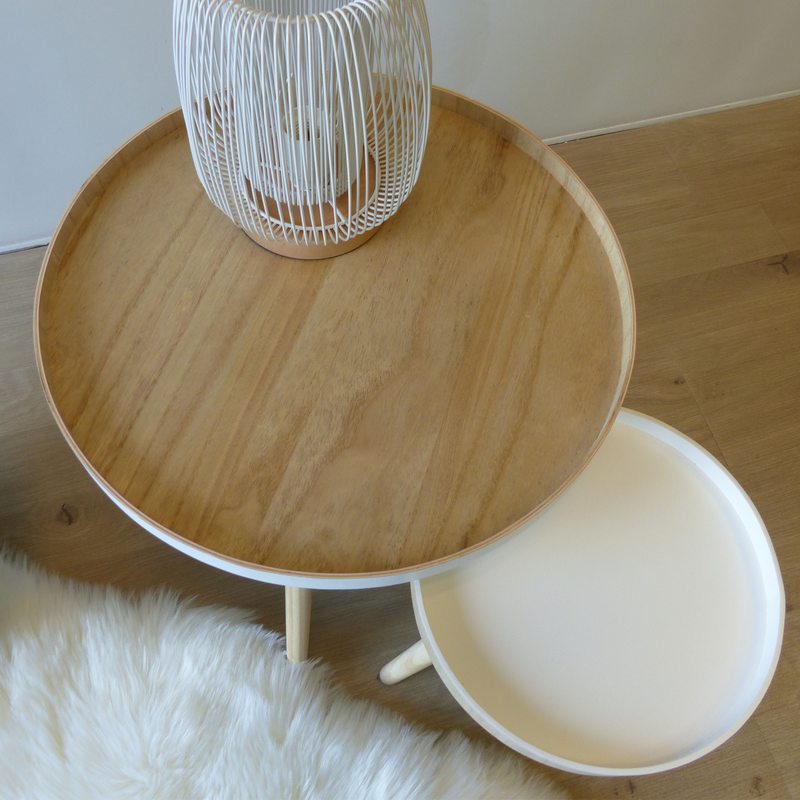 Table basse ONYX coloris blanc / bois clair