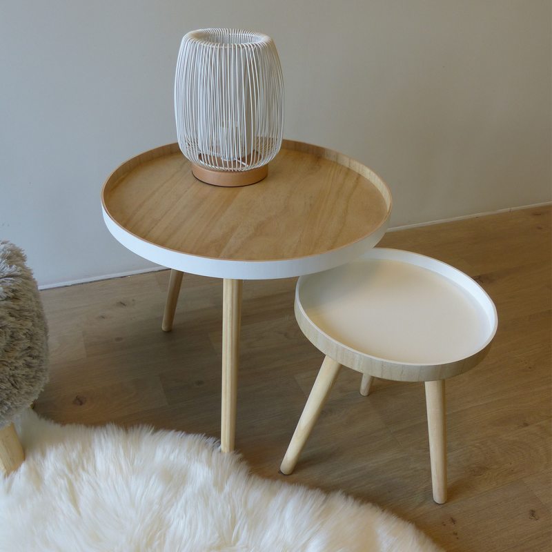 Table basse ONYX coloris blanc / bois clair